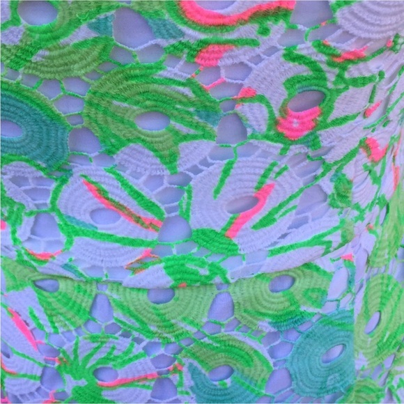 Lilly Pulitzer Rana SAND BAR BLUE Splish Neon Green Lace Dress - Picture 4 of 10